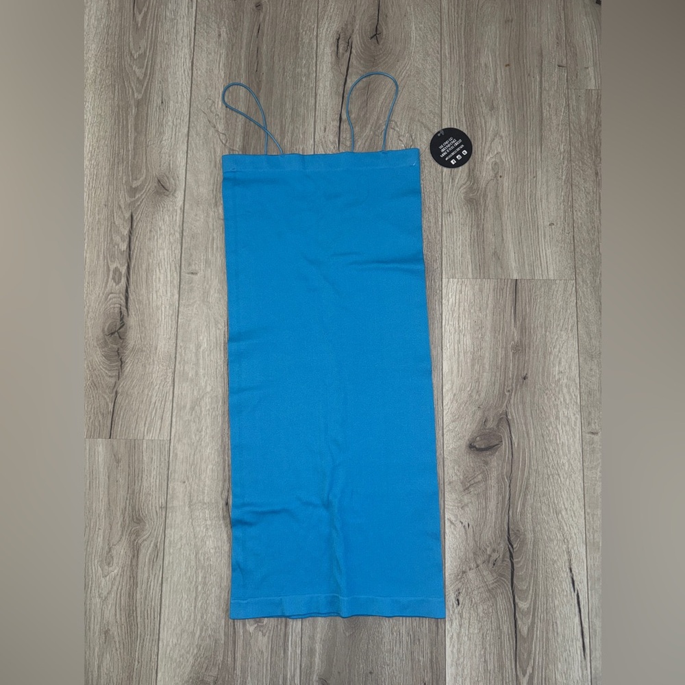 Blue Ribbed Tube Dress